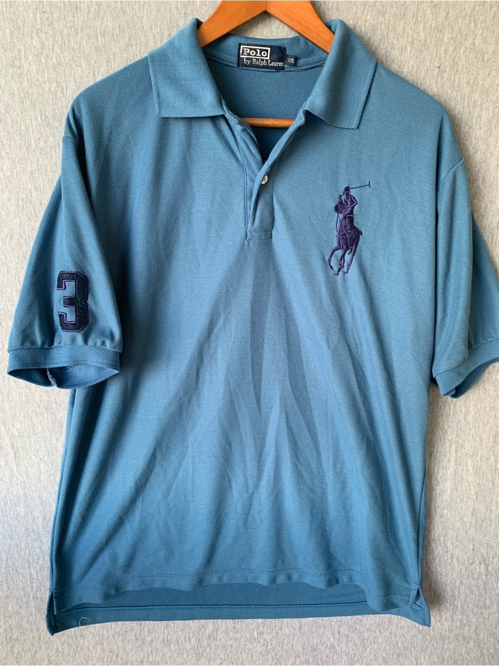 Polo Ralph Lauren Big Pony Polo Shirt Mens Blue 3 Patch